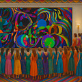 ab4-Colorful Audience Observes Vibrant Abstract